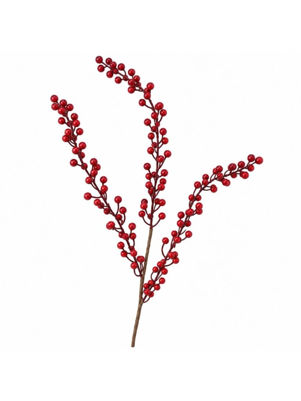 Red Artificial Berry Stem, 34 Inch Faux Christmas Spray with Wired Branches
